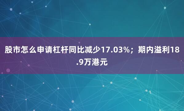 股市怎么申请杠杆同比减少17.03%；期内溢利18.9万港元